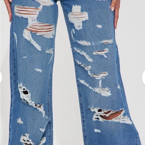 Distressed Blue Denim Jeans - Picture 3 of 5